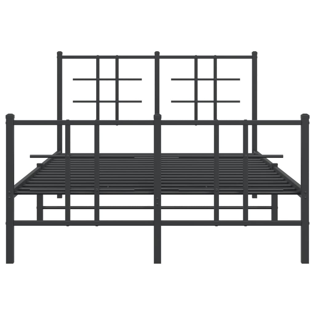 Cadru pat metalic cu tăblie de cap/picioare, negru, 120x190 cm GartenMobel Dekor