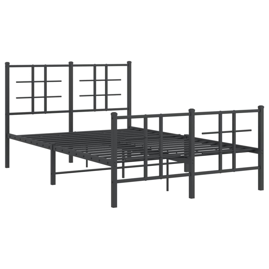 Cadru pat metalic cu tăblie de cap/picioare, negru, 120x190 cm GartenMobel Dekor