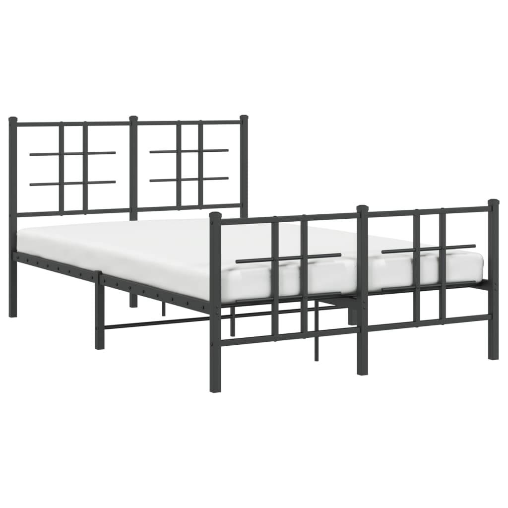 Cadru pat metalic cu tăblie de cap/picioare, negru, 120x190 cm GartenMobel Dekor