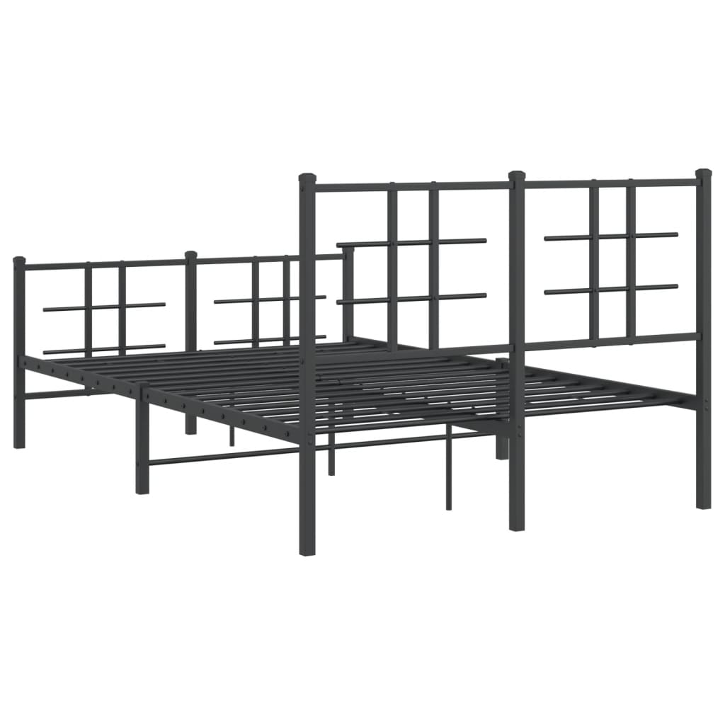 Cadru pat metalic cu tăblie de cap/picioare, negru, 120x190 cm GartenMobel Dekor