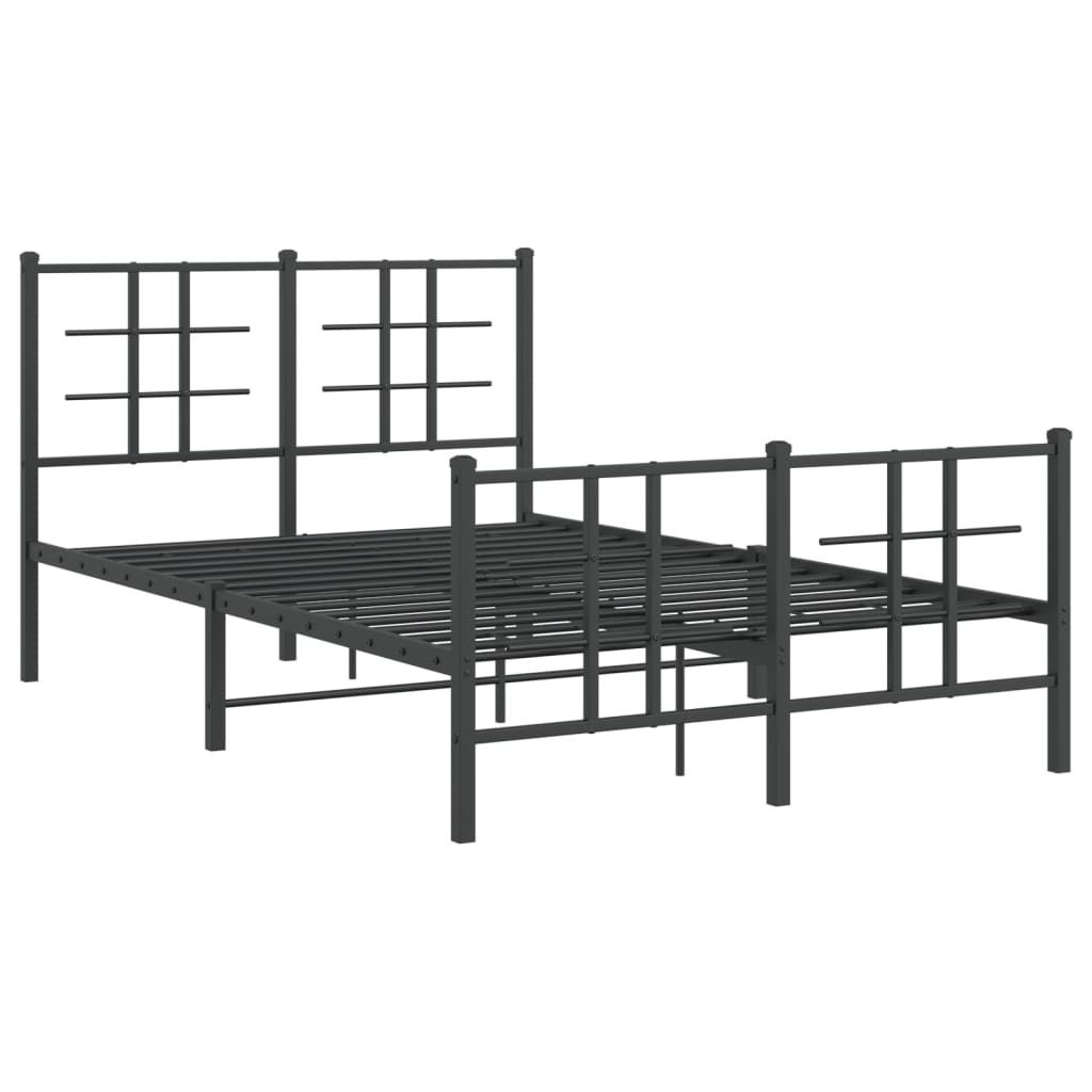 Cadru pat metalic cu tăblie de cap/picioare, negru, 120x200 cm GartenMobel Dekor