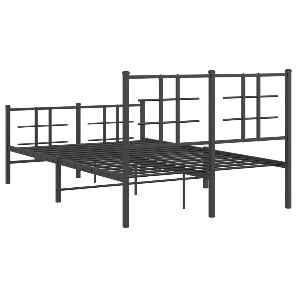 Cadru pat metalic cu tăblie de cap/picioare, negru, 120x200 cm GartenMobel Dekor