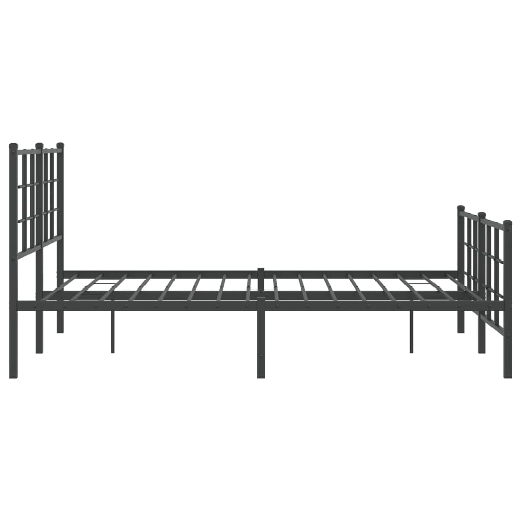 Cadru pat metalic cu tăblie de cap/picioare, negru, 135x190 cm GartenMobel Dekor