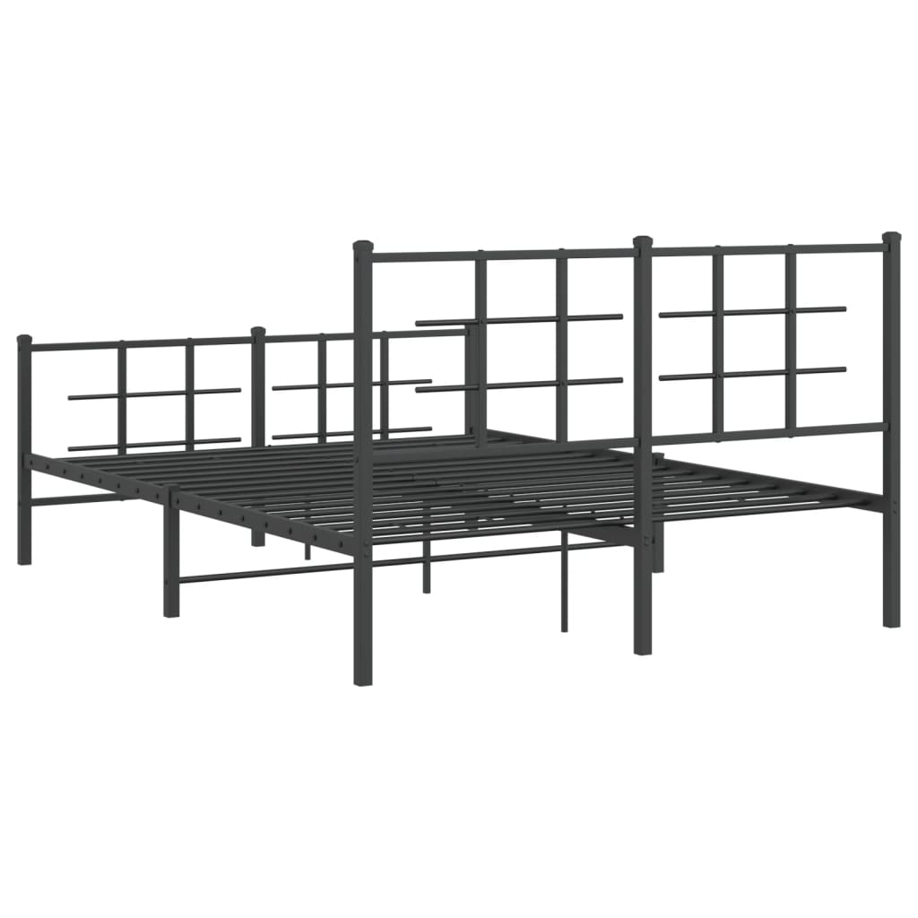 Cadru pat metalic cu tăblie de cap/picioare, negru, 135x190 cm GartenMobel Dekor