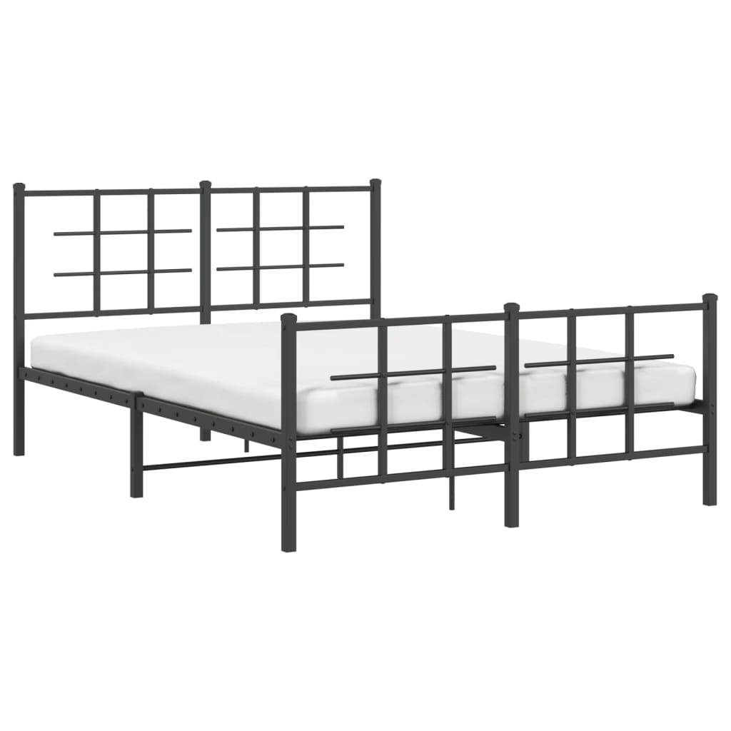 Cadru pat metalic cu tăblie de cap/picioare, negru, 135x190 cm GartenMobel Dekor