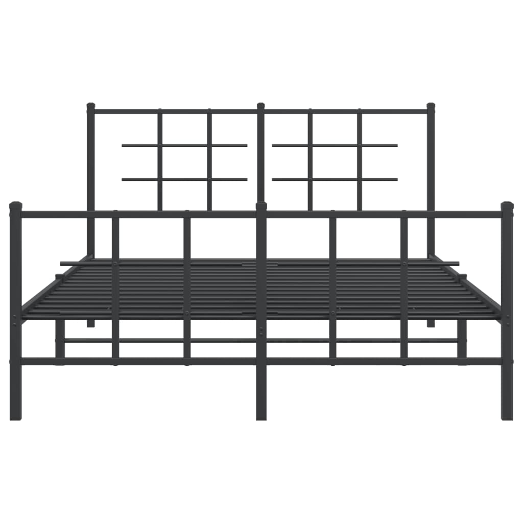 Cadru pat metalic cu tăblie de cap/picioare, negru, 135x190 cm GartenMobel Dekor