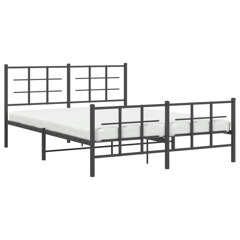 Cadru pat metalic cu tăblie de cap/picioare, negru, 150x200 cm GartenMobel Dekor
