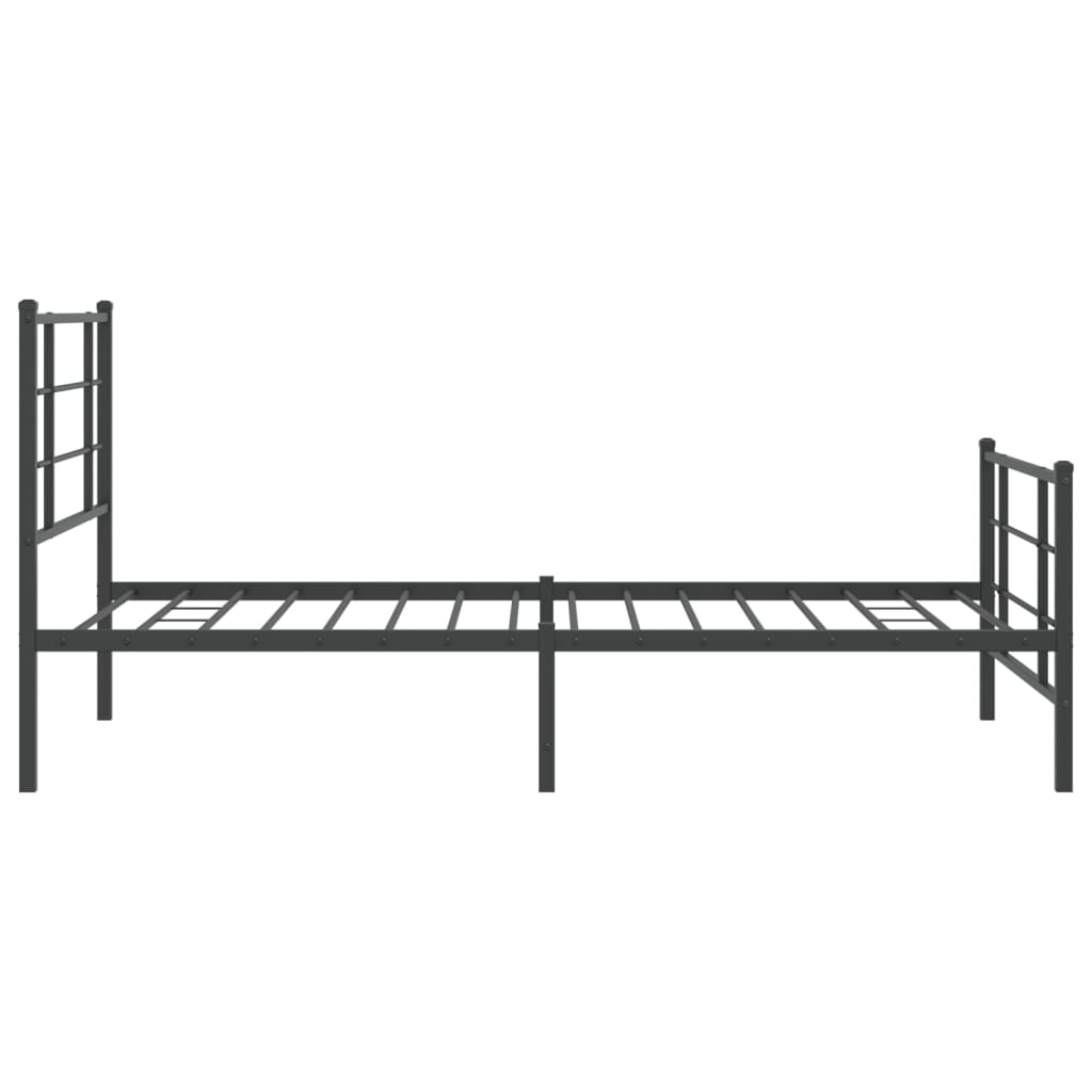 Cadru pat metalic cu tăblii de cap/picioare, negru, 100x190 cm GartenMobel Dekor