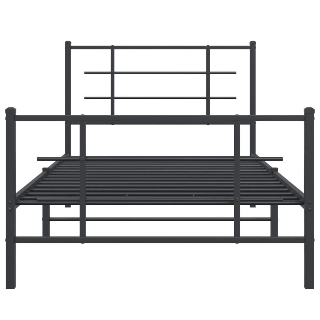 Cadru pat metalic cu tăblii de cap/picioare, negru, 100x190 cm GartenMobel Dekor