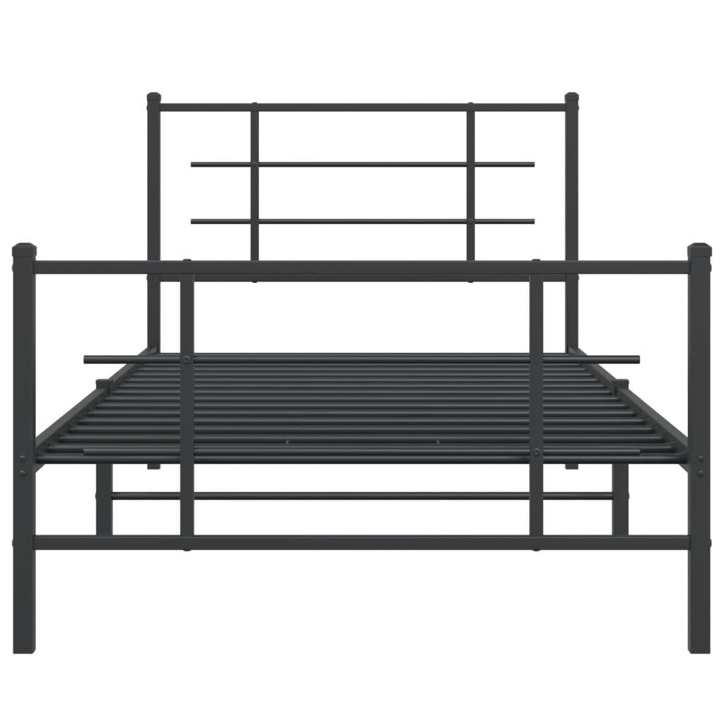 Cadru pat metalic cu tăblii de cap/picioare, negru, 100x200 cm GartenMobel Dekor