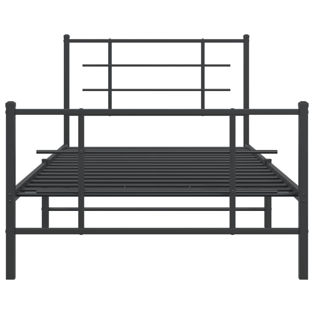 Cadru pat metalic cu tăblii de cap/picioare, negru, 107x203 cm GartenMobel Dekor