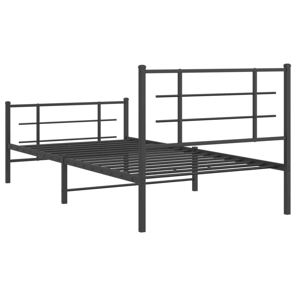 Cadru pat metalic cu tăblii de cap/picioare, negru, 107x203 cm GartenMobel Dekor