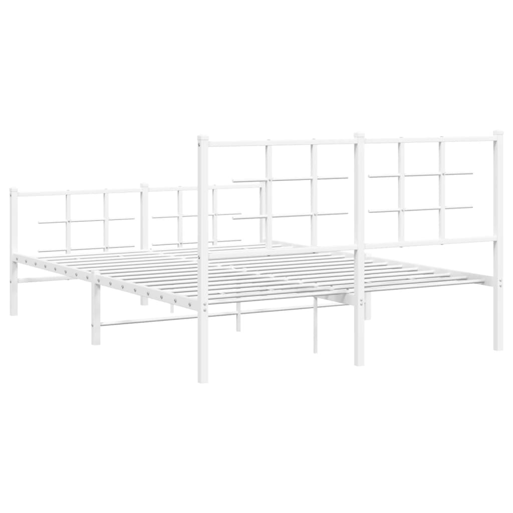 Cadru de pat metalic cu tăblie, alb, 135x190 cm GartenMobel Dekor