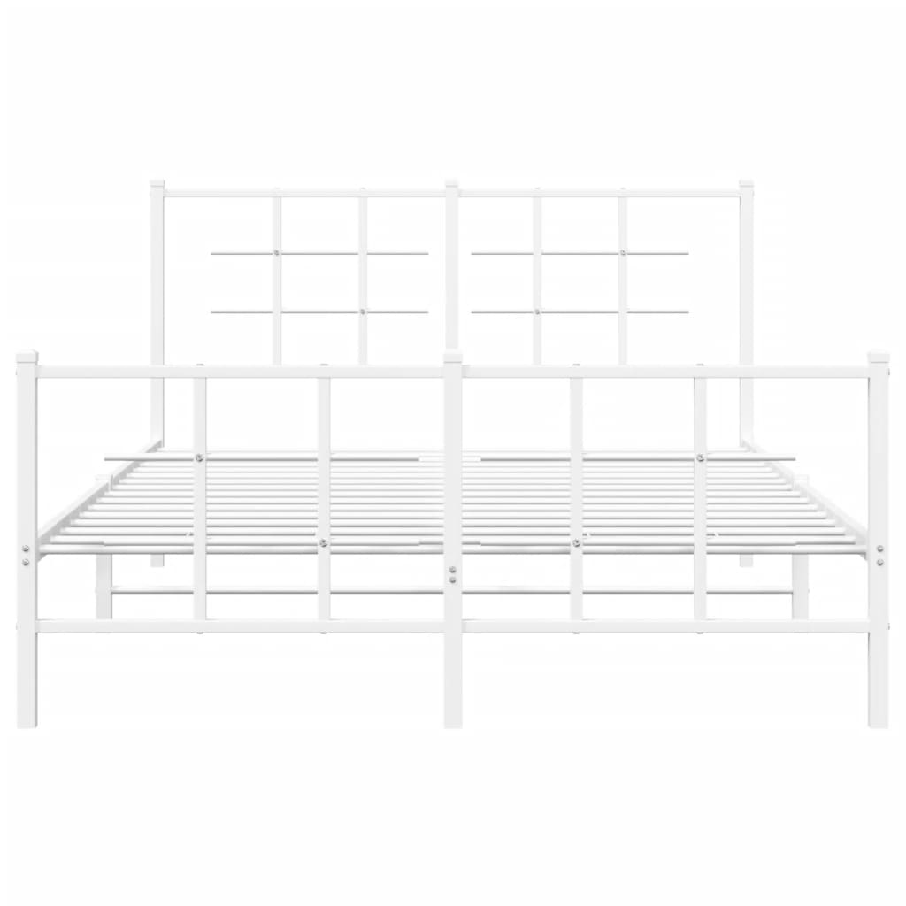Cadru de pat metalic cu tăblie, alb, 135x190 cm GartenMobel Dekor