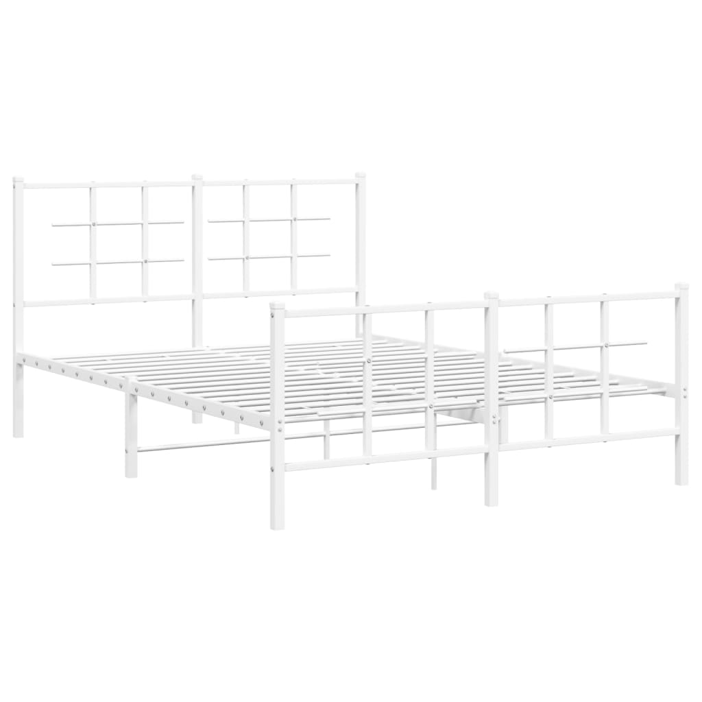 Cadru de pat metalic cu tăblie, alb, 140x200 cm GartenMobel Dekor