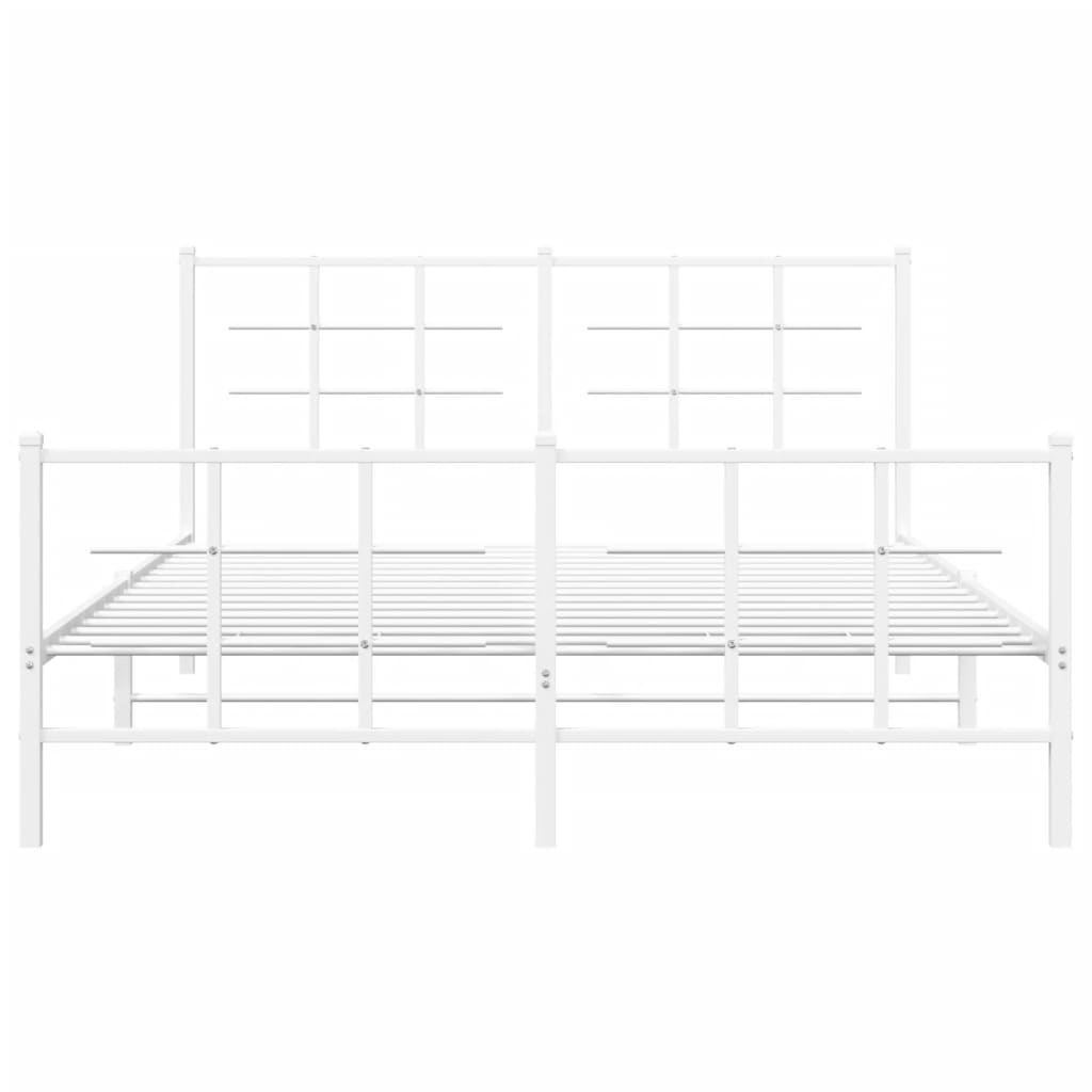 Cadru de pat metalic cu tăblie, alb, 150x200 cm GartenMobel Dekor