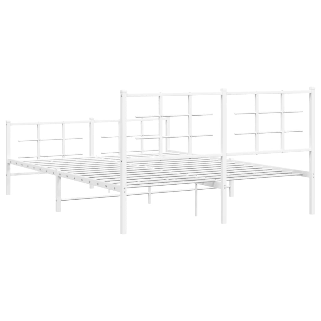 Cadru de pat metalic cu tăblie, alb, 150x200 cm GartenMobel Dekor