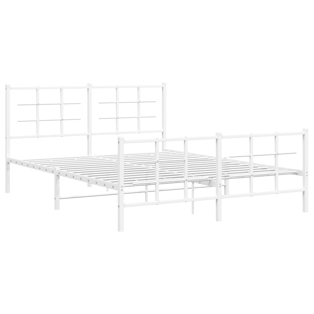 Cadru de pat metalic cu tăblie, alb, 150x200 cm GartenMobel Dekor