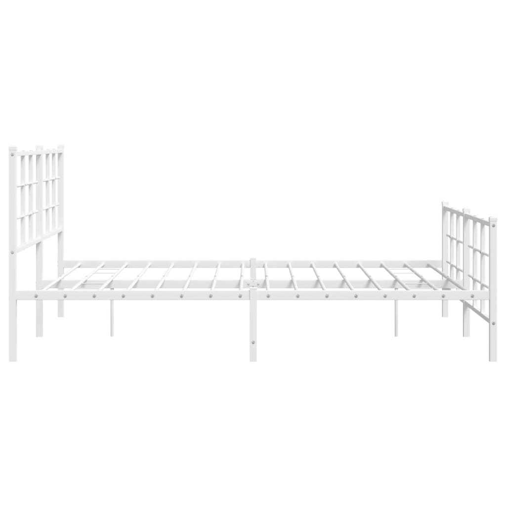 Cadru de pat metalic cu tăblie, alb, 150x200 cm GartenMobel Dekor