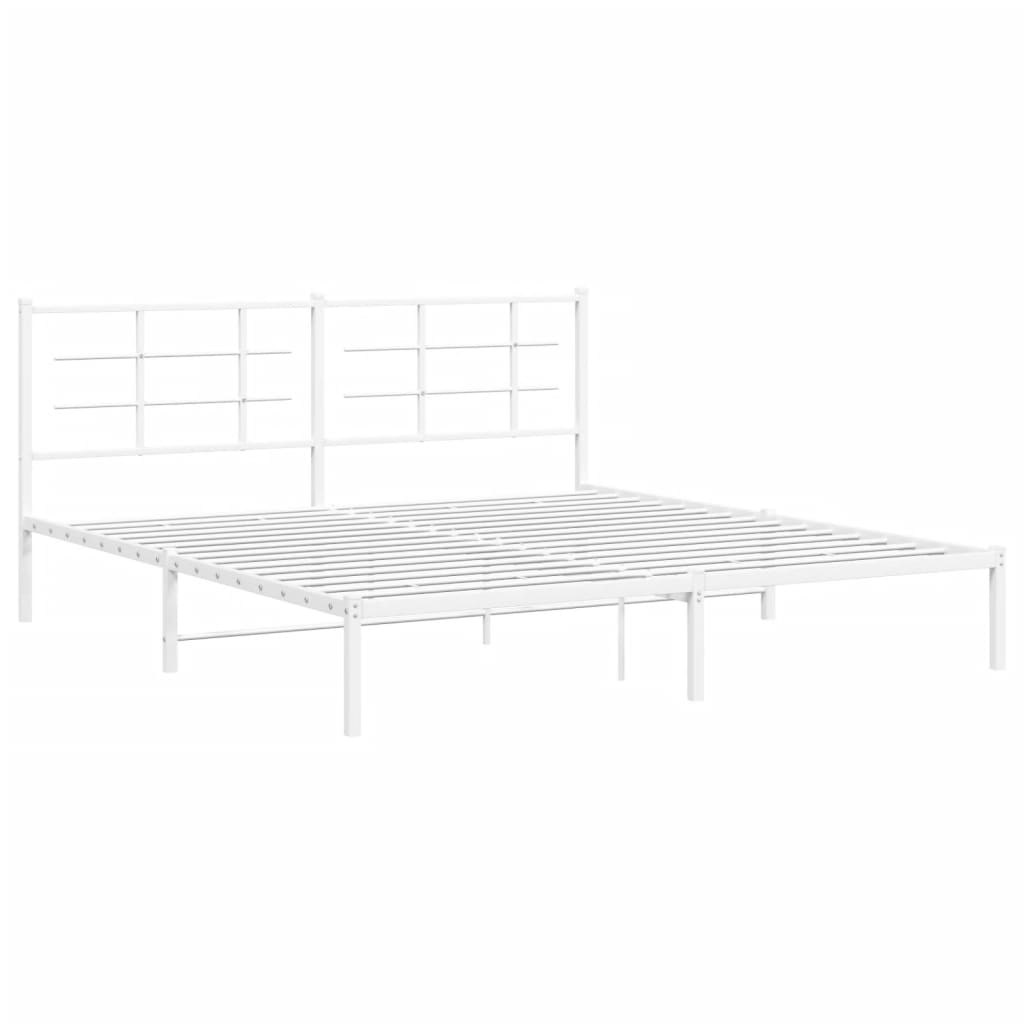 Cadru de pat metalic cu tăblie, alb, 183x213 cm GartenMobel Dekor