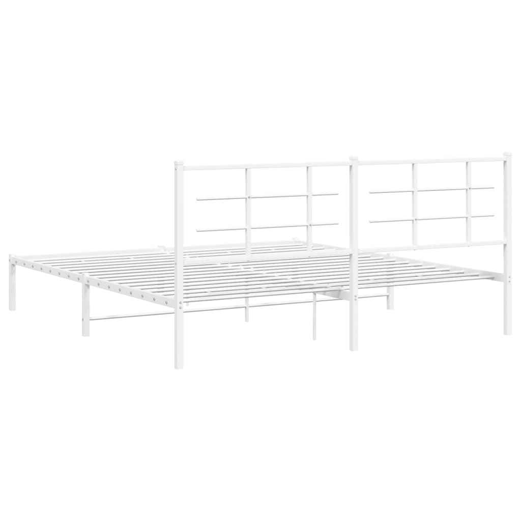 Cadru de pat metalic cu tăblie, alb, 183x213 cm GartenMobel Dekor