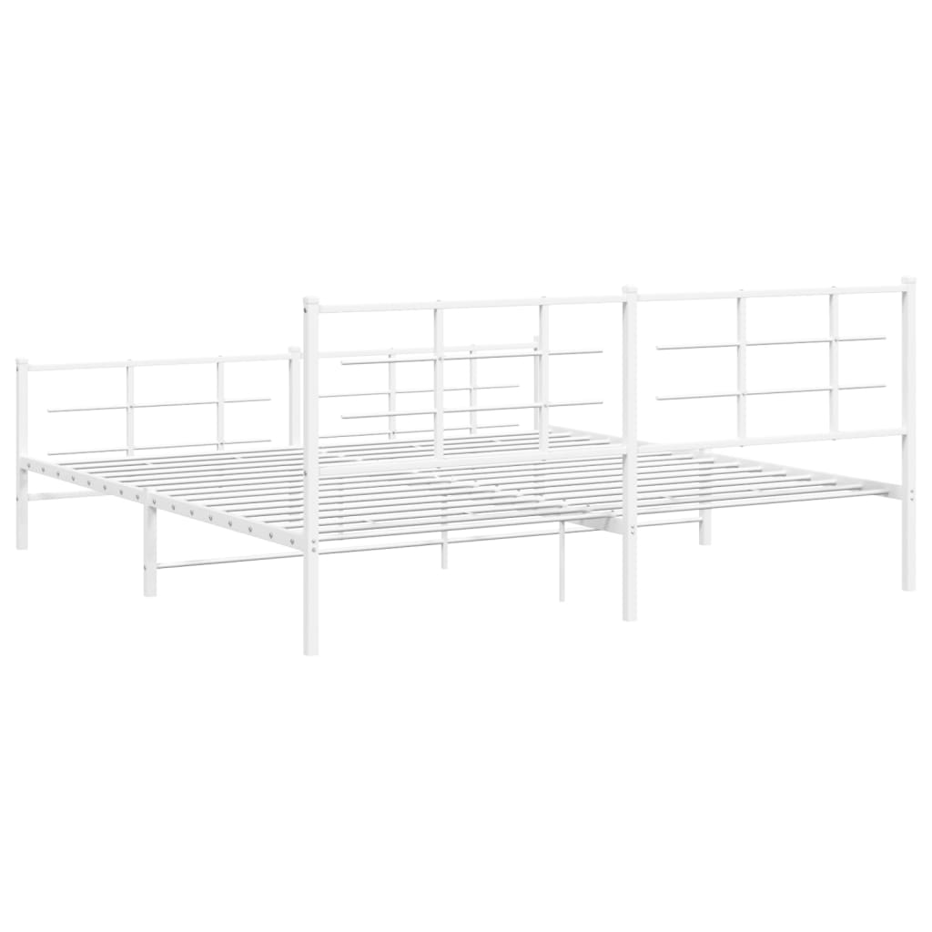 Cadru de pat metalic cu tăblie, alb, 200x200 cm GartenMobel Dekor