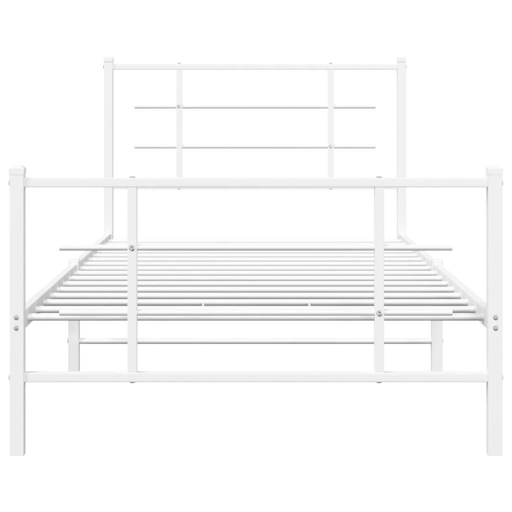 Cadru de pat metalic cu tăblie de cap/picioare, alb, 107x203 cm GartenMobel Dekor