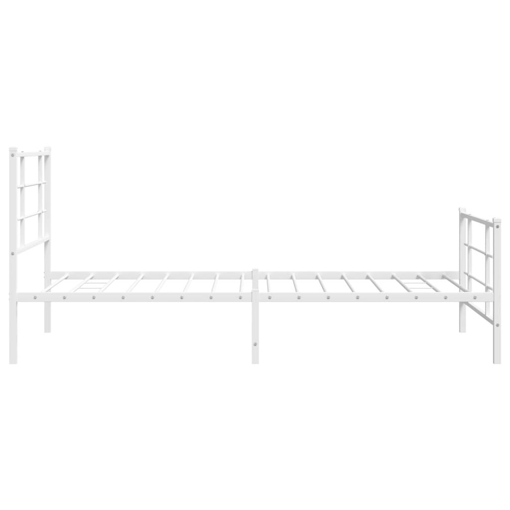 Cadru de pat metalic cu tăblie de cap/picioare, alb, 107x203 cm GartenMobel Dekor