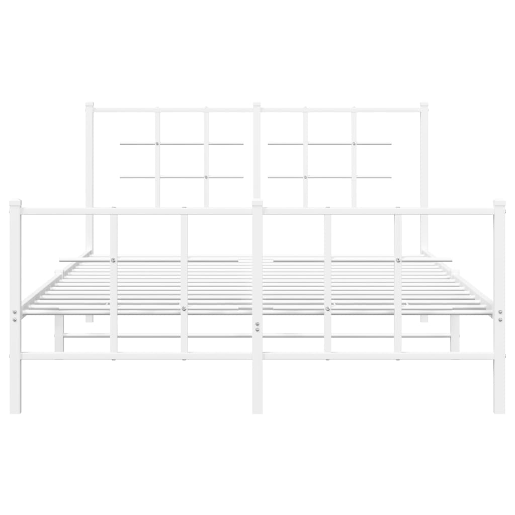Cadru de pat metalic cu tăblie de cap/picioare, alb, 140x190 cm GartenMobel Dekor