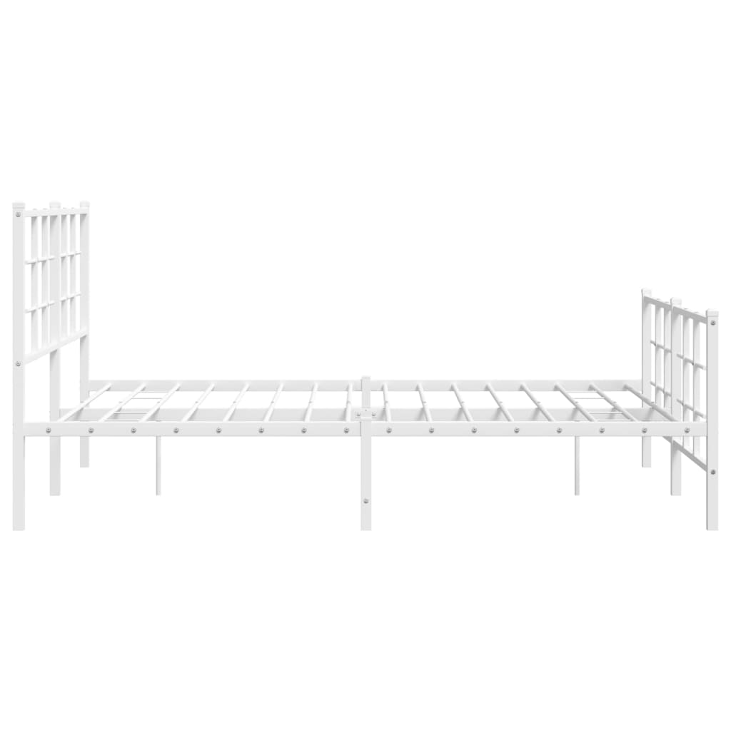 Cadru de pat metalic cu tăblie de cap/picioare, alb, 140x190 cm GartenMobel Dekor