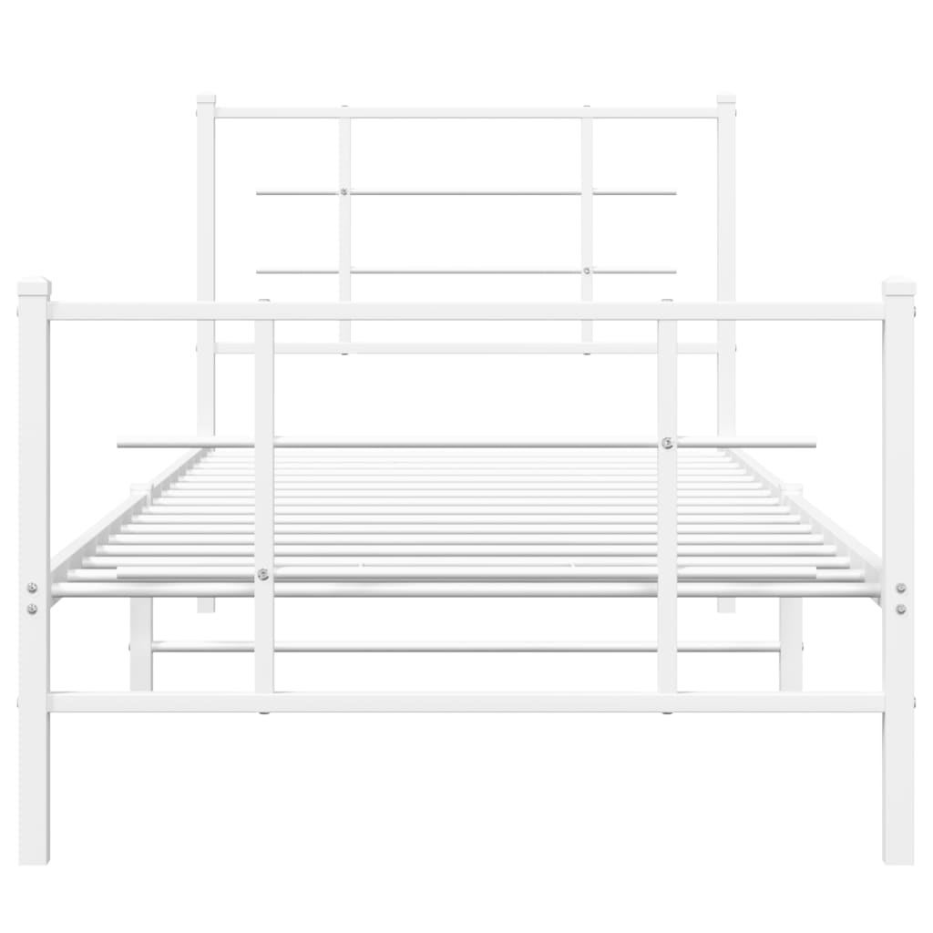 Cadru de pat metalic cu tăblie de cap/picioare, alb, 90x190 cm GartenMobel Dekor