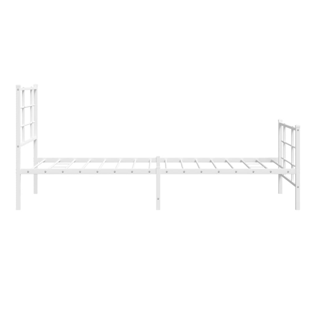 Cadru de pat metalic cu tăblie de cap/picioare, alb, 90x190 cm GartenMobel Dekor