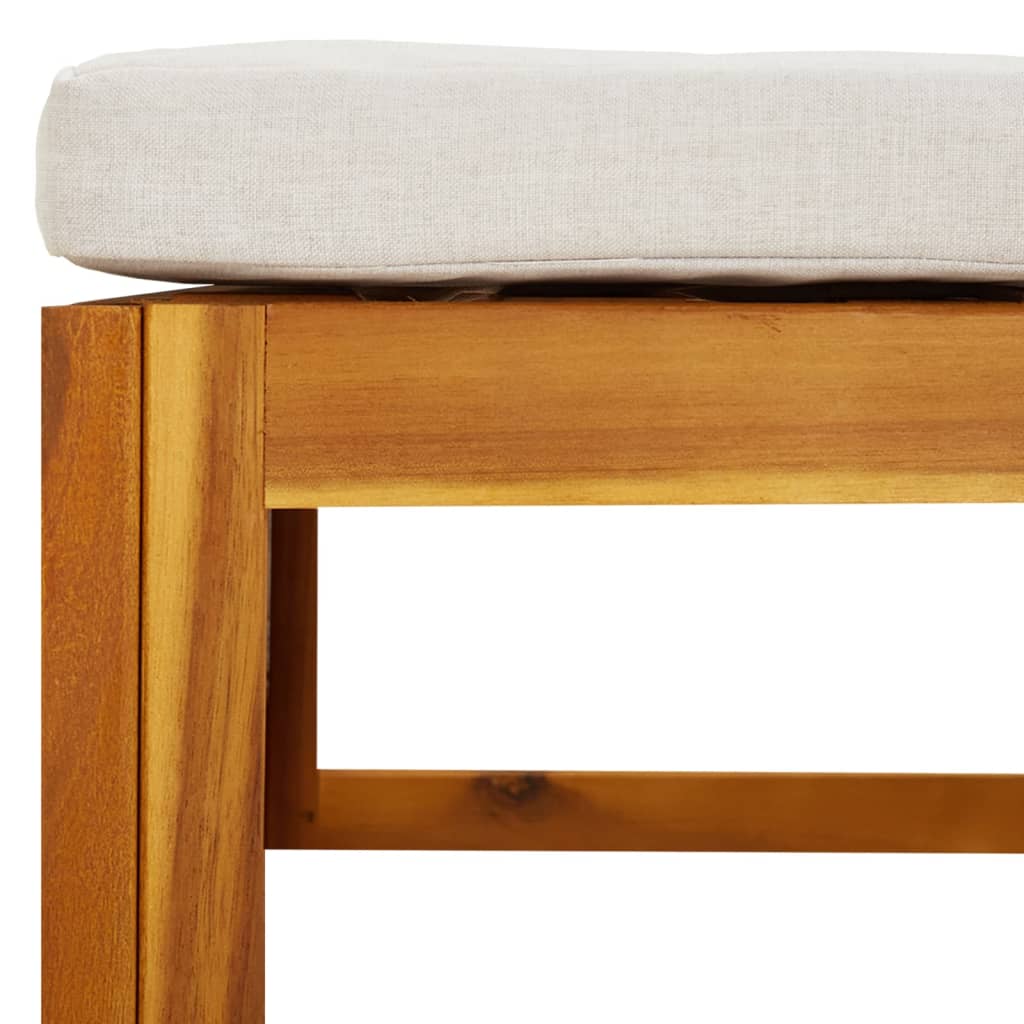 Taburet de grădină cu pernă gri deschis, lemn masiv de acacia GartenMobel Dekor