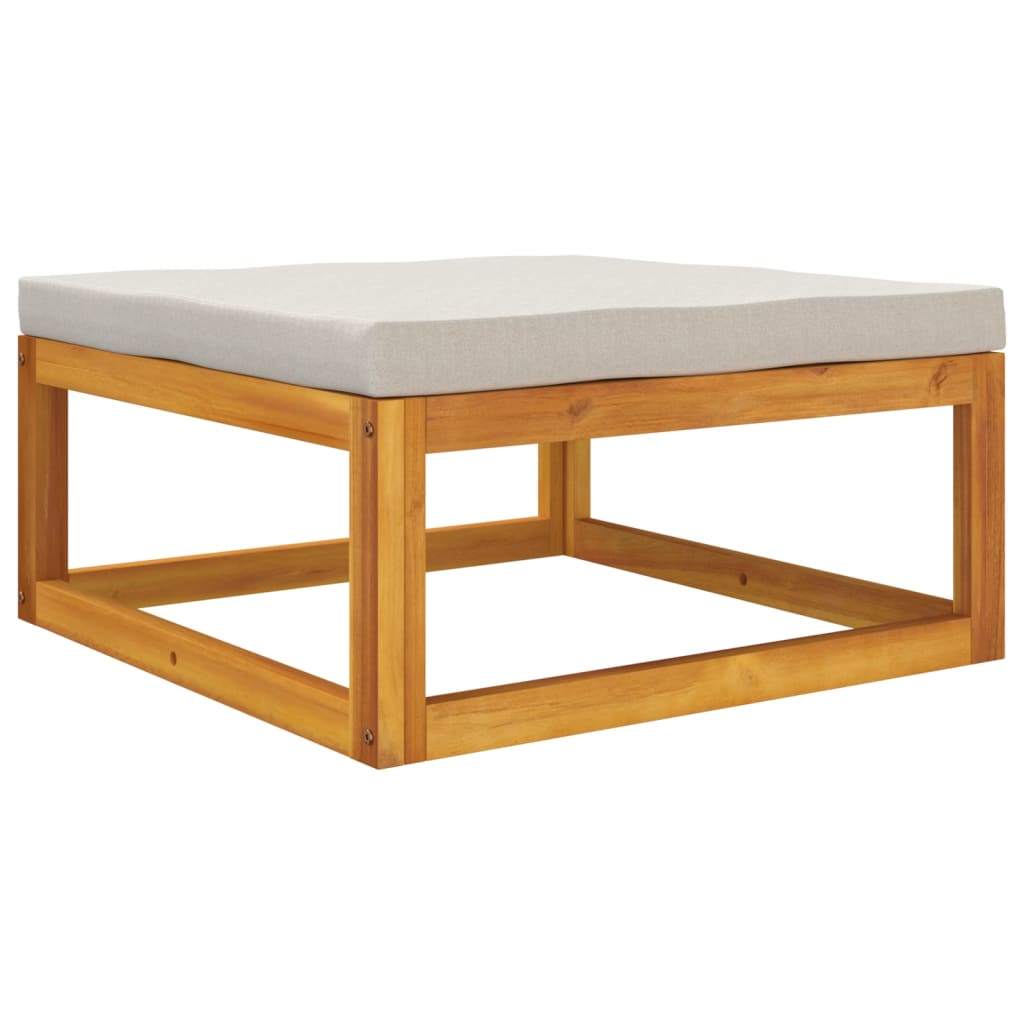 Taburet de grădină cu pernă gri deschis, lemn masiv de acacia GartenMobel Dekor