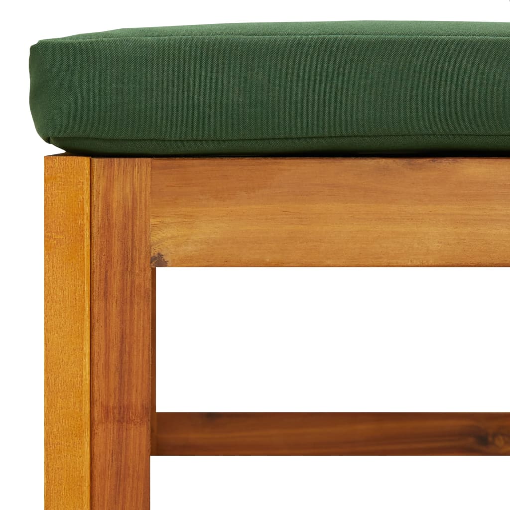 Taburet de grădină cu pernă verde, lemn masiv de acacia GartenMobel Dekor