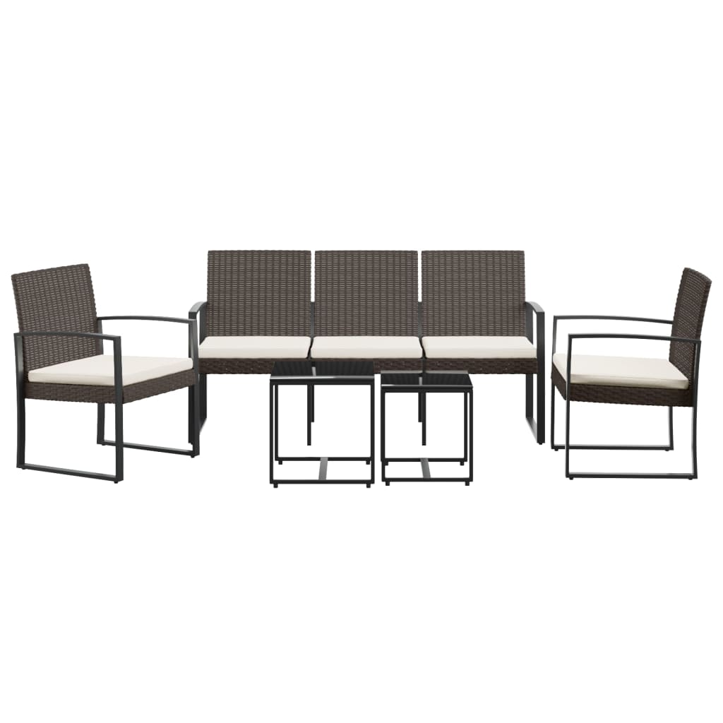 Set mobilier de grădină cu perne, 5 piese, maro, PP ratan GartenMobel Dekor