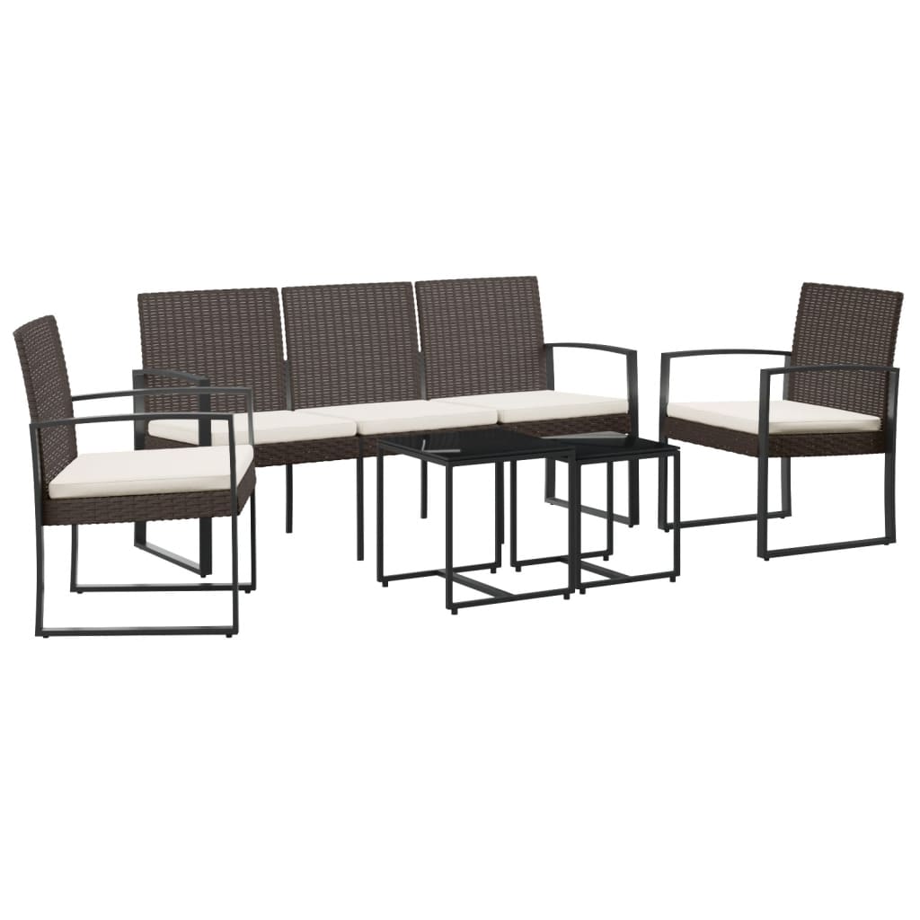 Set mobilier de grădină cu perne, 5 piese, maro, PP ratan GartenMobel Dekor