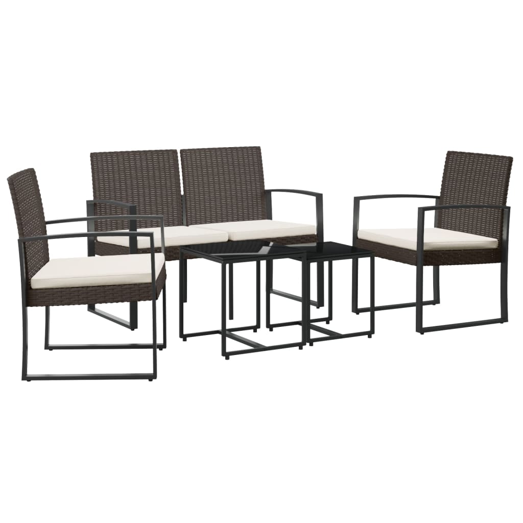 Set mobilier de grădină cu perne, 5 piese, maro, PP ratan GartenMobel Dekor