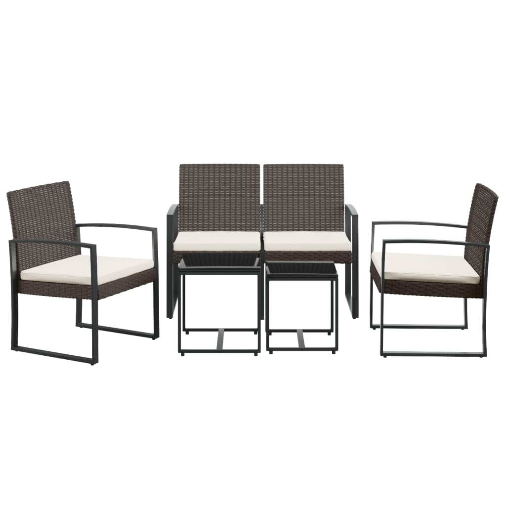 Set mobilier de grădină cu perne, 5 piese, maro, PP ratan GartenMobel Dekor