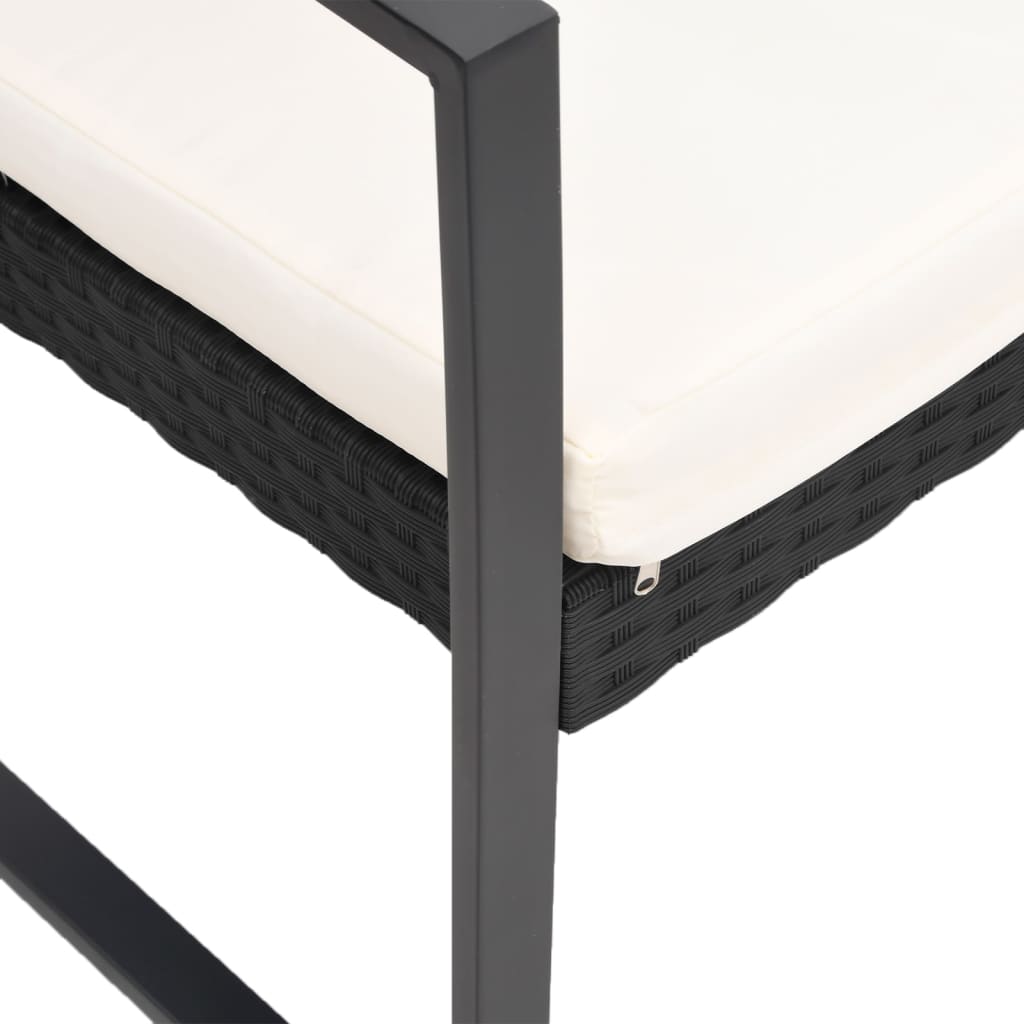 Set mobilier de grădină cu perne, 5 piese, negru, PP ratan GartenMobel Dekor