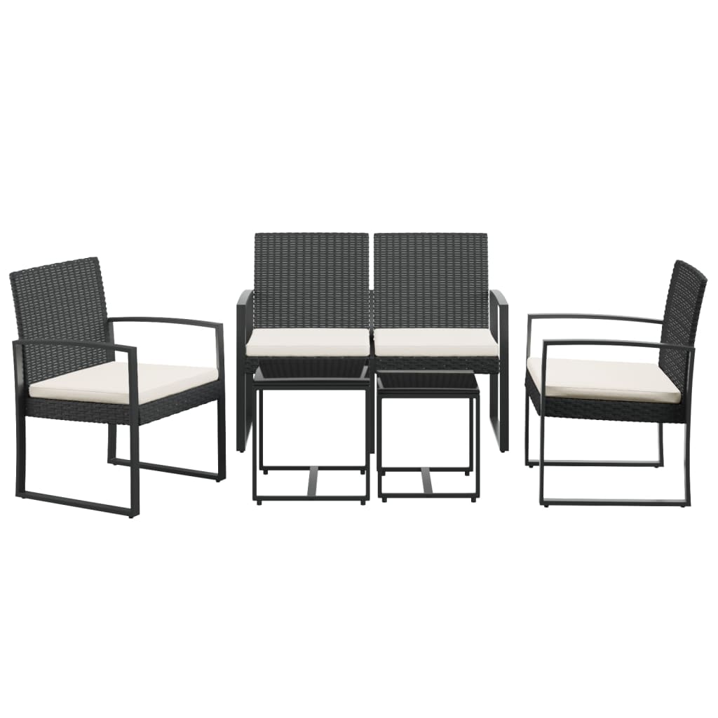 Set mobilier de grădină cu perne, 5 piese, negru, PP ratan GartenMobel Dekor