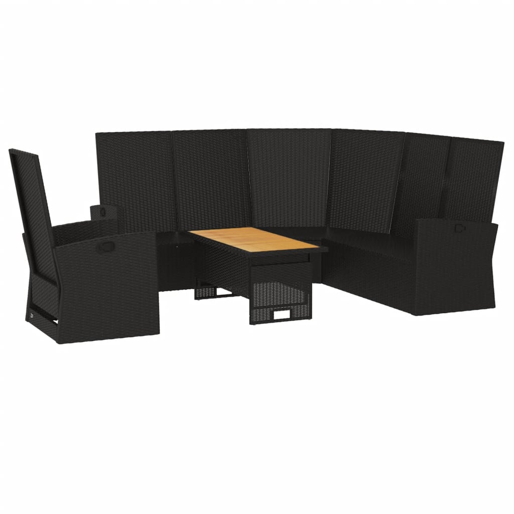 Set mobilier de grădină cu perne, 3 piese, negru, poliratan GartenMobel Dekor