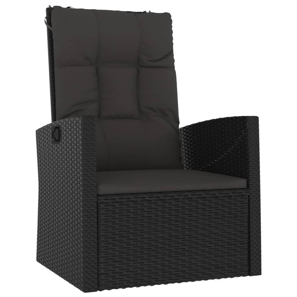 Set mobilier de grădină cu perne, 3 piese, negru, poliratan GartenMobel Dekor