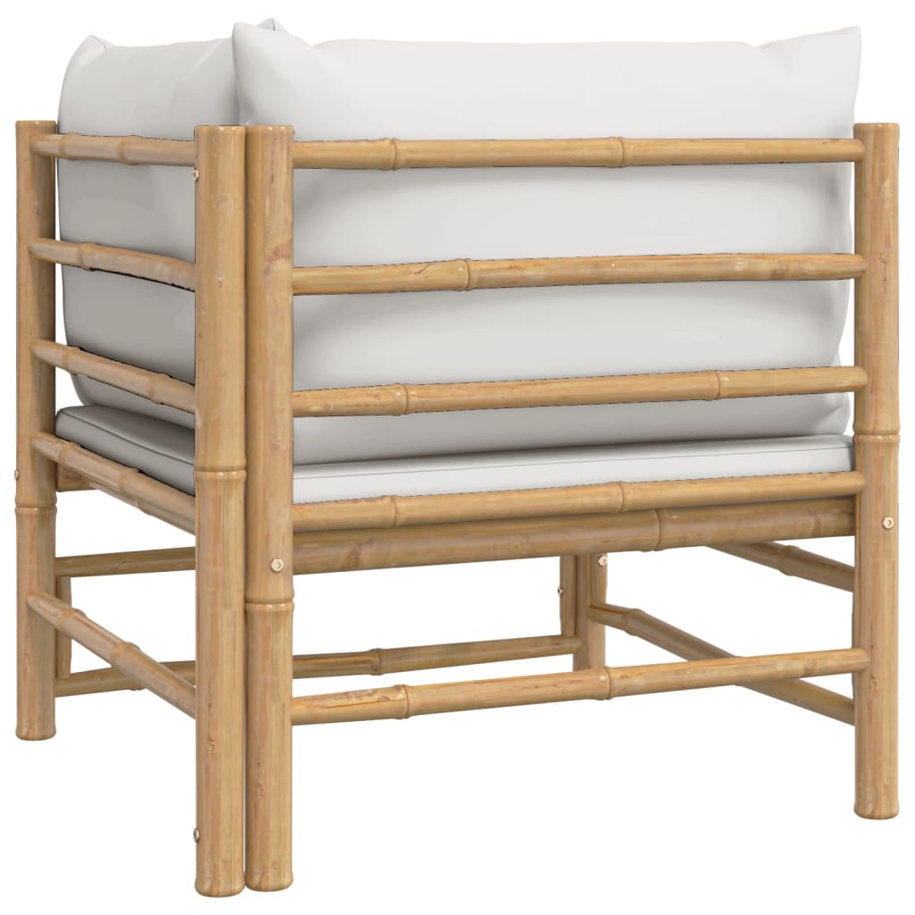 Canapea colțar de grădină, perne gri deschis, bambus GartenMobel Dekor