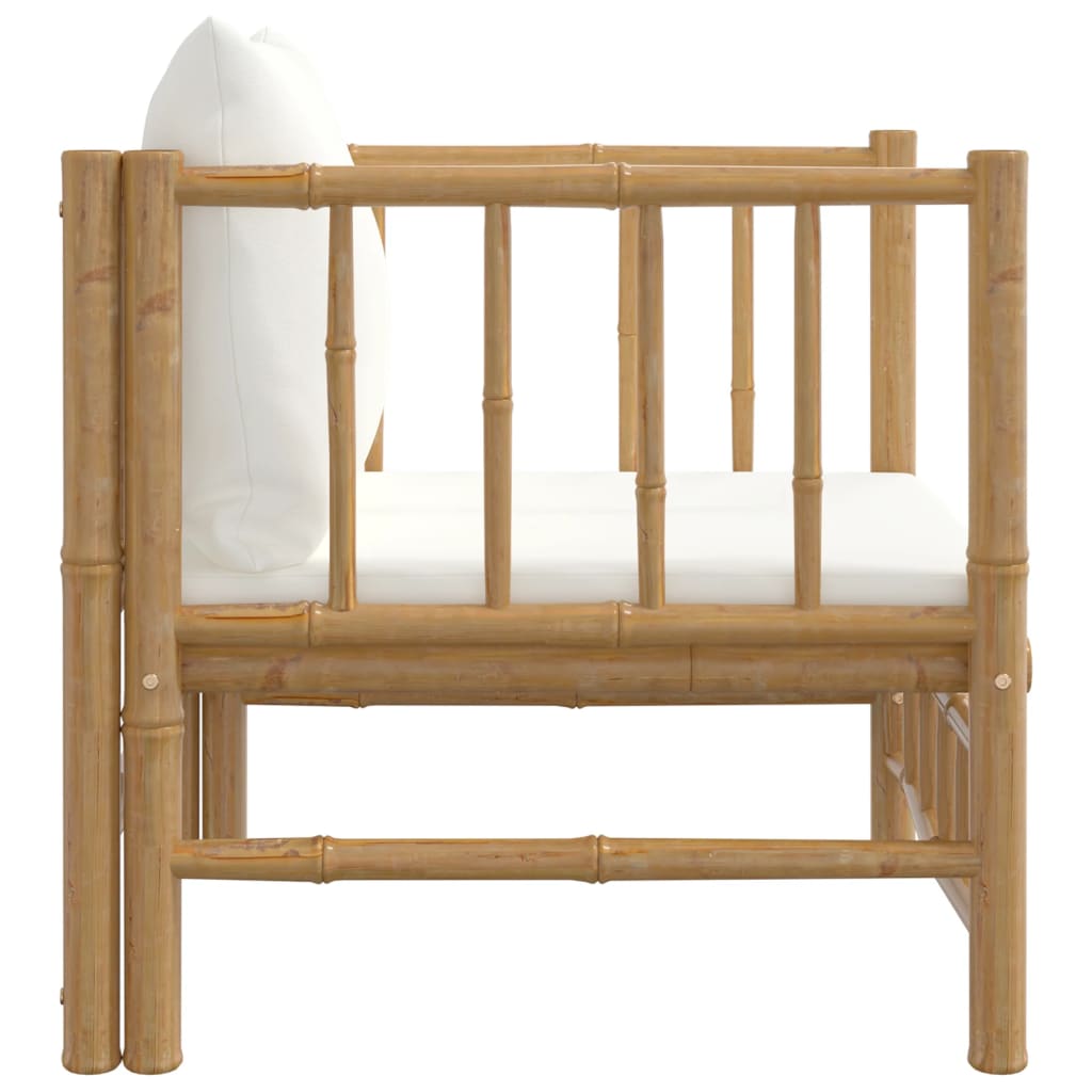 Canapea de grădină cu perne alb crem, bambus GartenMobel Dekor