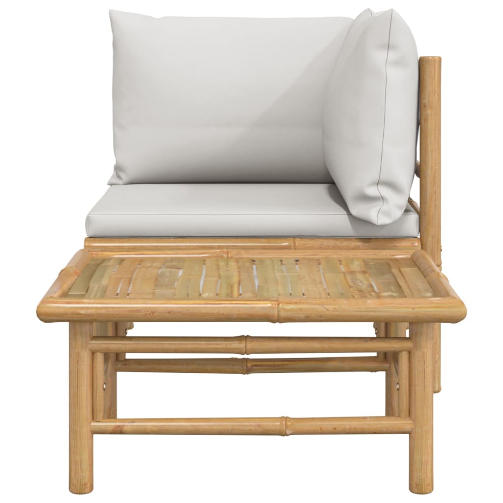 Set mobilier de grădină cu perne gri deschis, 2 piese, bambus GartenMobel Dekor