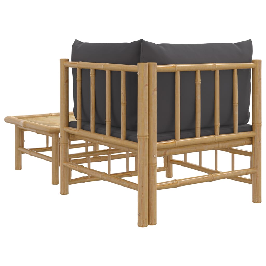 Set mobilier de grădină cu perne gri închis, 2 piese, bambus GartenMobel Dekor
