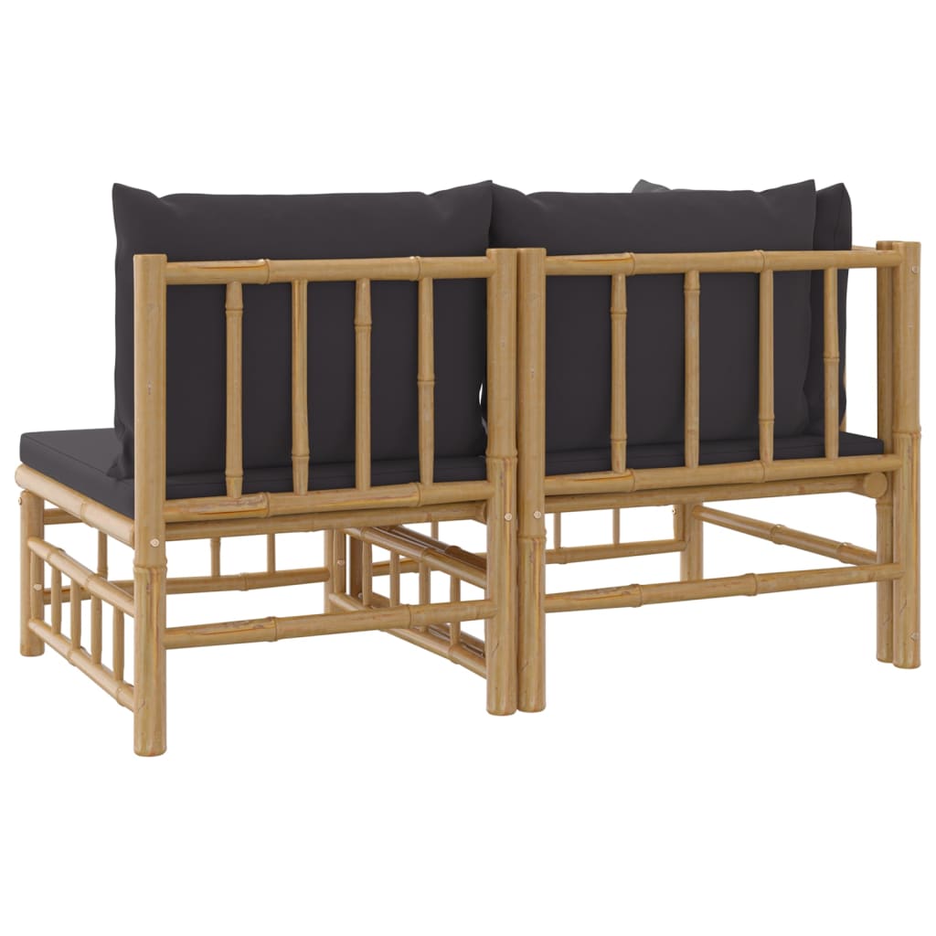 Set mobilier de grădină cu perne gri închis, 2 piese, bambus GartenMobel Dekor