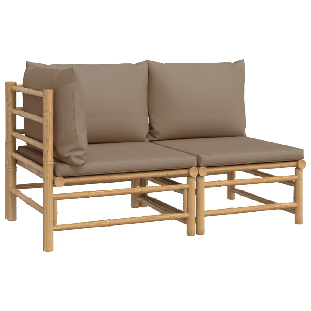 Set mobilier de grădină cu perne gri taupe, 2 piese, bambus GartenMobel Dekor