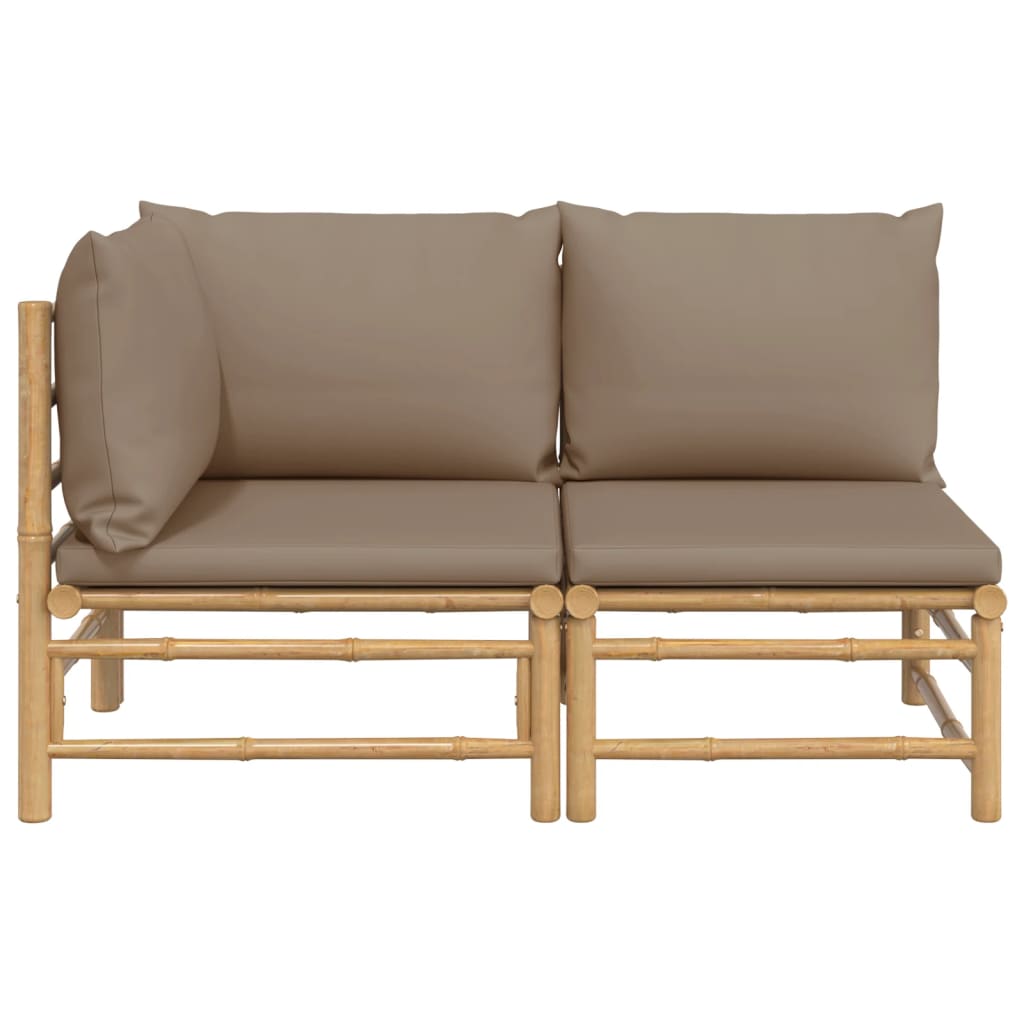 Set mobilier de grădină cu perne gri taupe, 2 piese, bambus GartenMobel Dekor